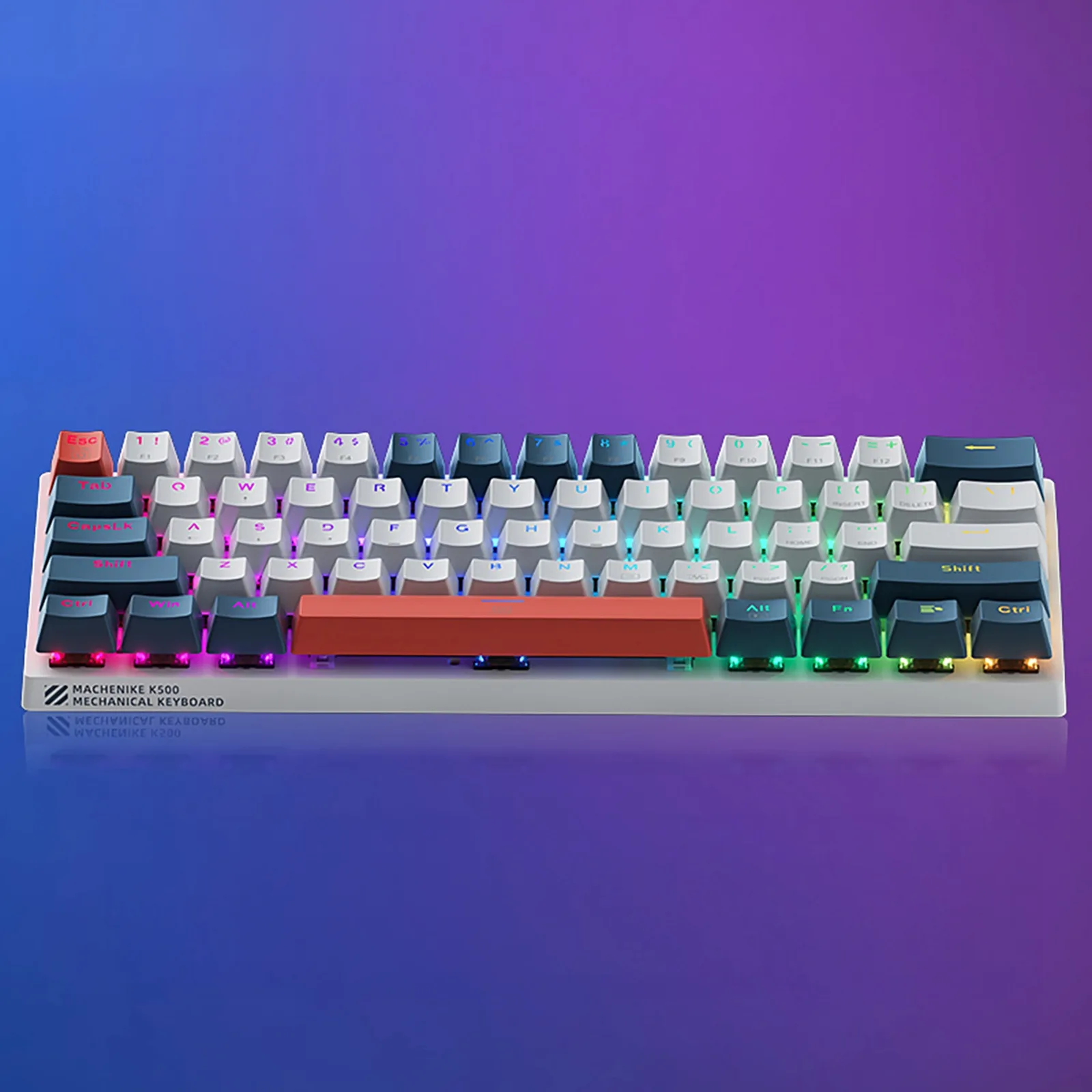 Mechanische Gaming-Tastatur mit kabelgebundenen roten Schaltern und Hintergrundbeleuchtung – Weiß und Blau 9