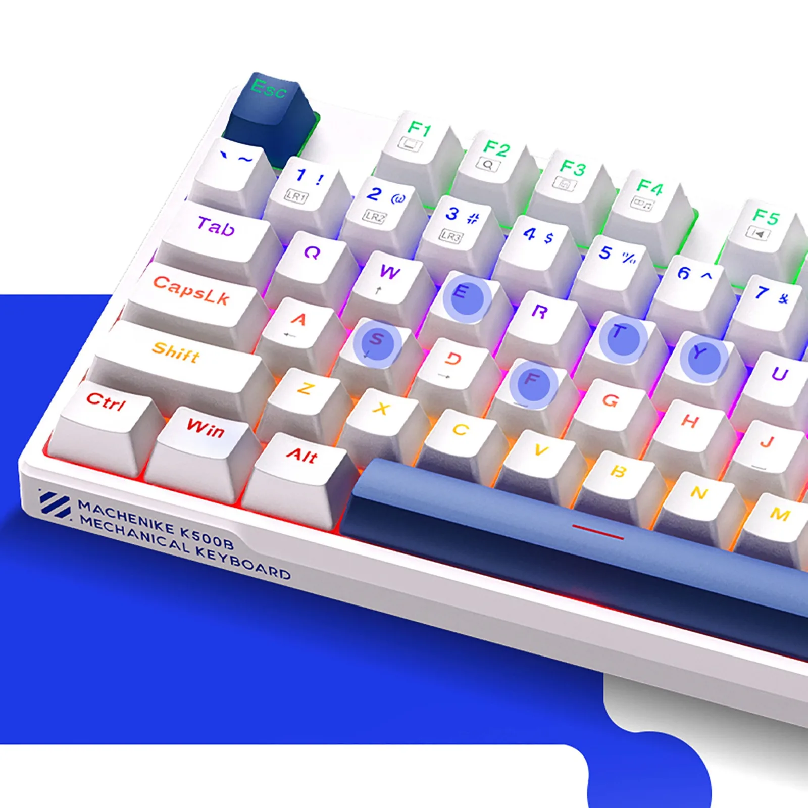 Mechanische Gaming-Tastatur mit kabelgebundenen roten Schaltern und Hintergrundbeleuchtung – Weiß 10