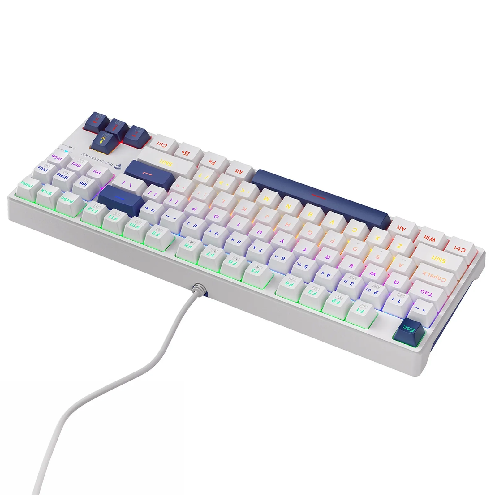 Mechanische Gaming-Tastatur mit kabelgebundenen roten Schaltern und Hintergrundbeleuchtung – Weiß 5