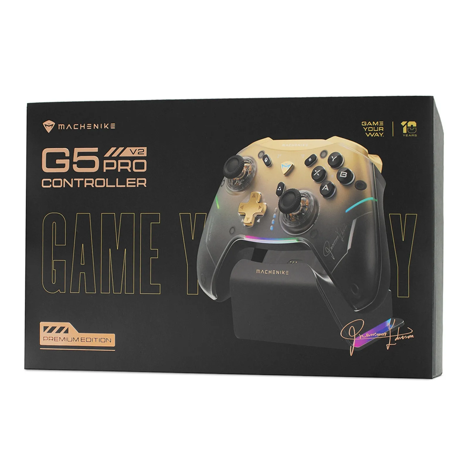 G5Pro Premium Edition bežični gejmerski kontroler s postajom za punjenje - crna i zlatna 3