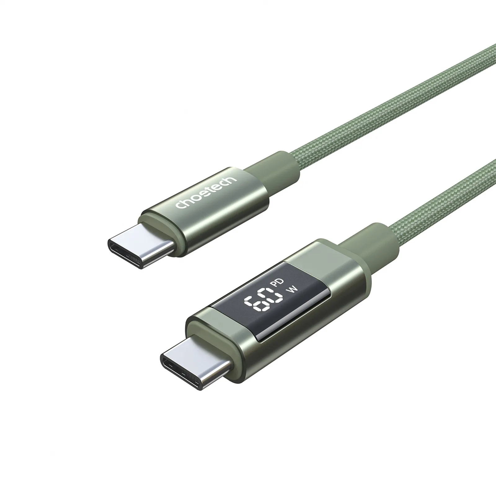USB-C kábel PD 60 W kijelzővel, 1,2 m - zöld