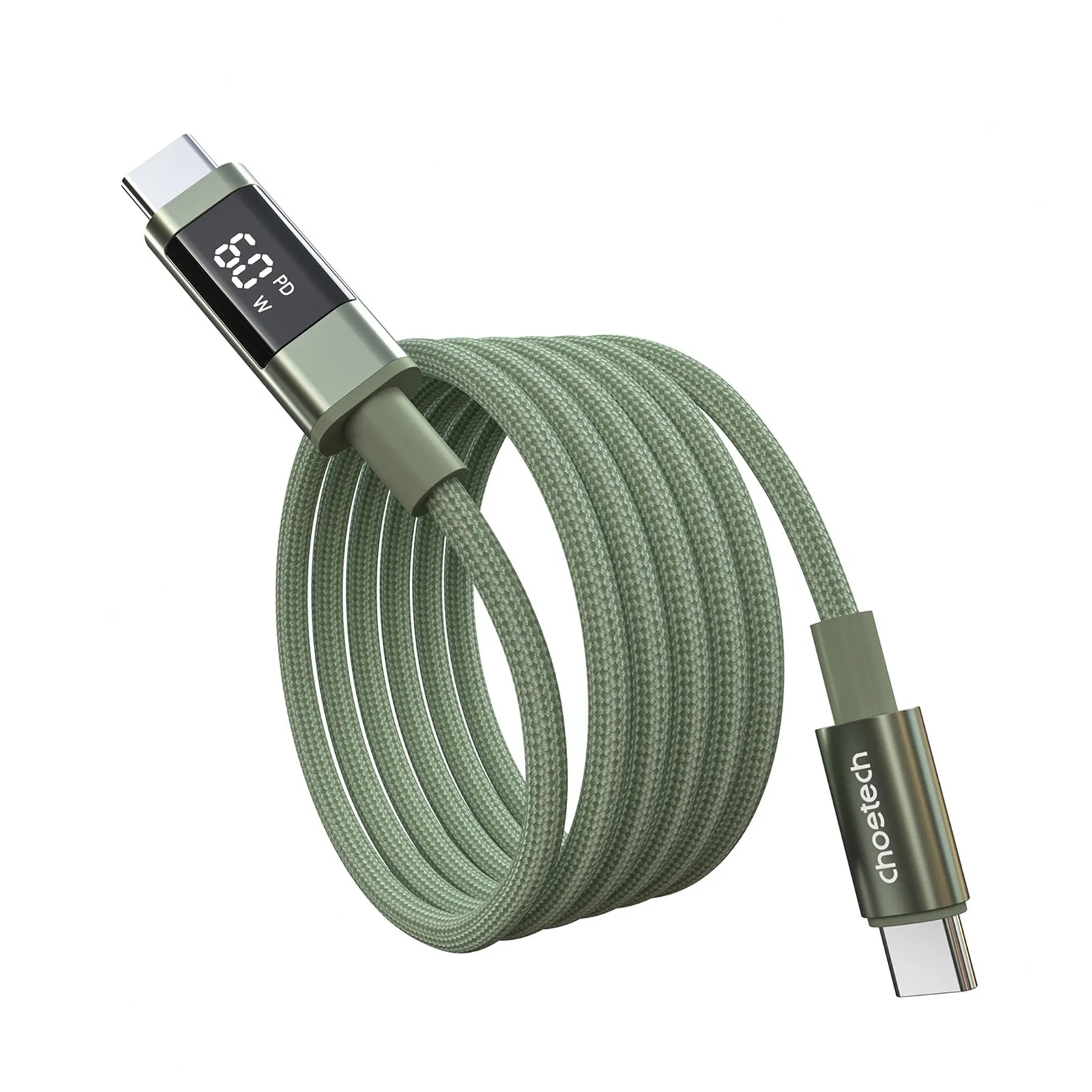 USB-C cable with PD 60 W display, 1.2 m - green 2