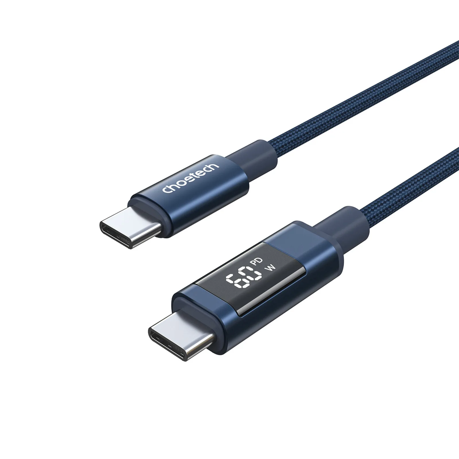 USB-C kábel PD 60 W-os kijelzővel, 1,2 m - kék
