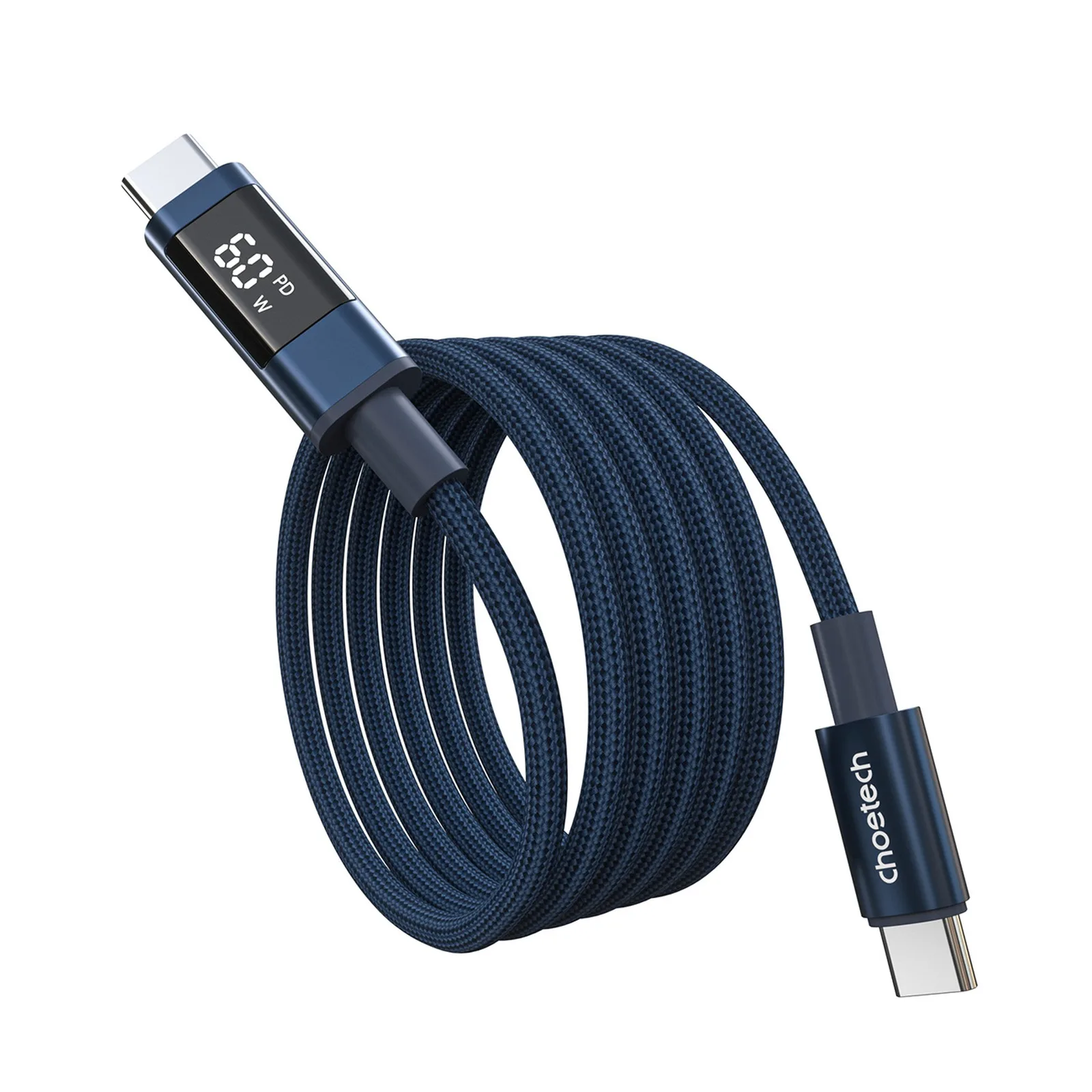 USB-C cable with PD 60 W display, 1.2 m - blue 2