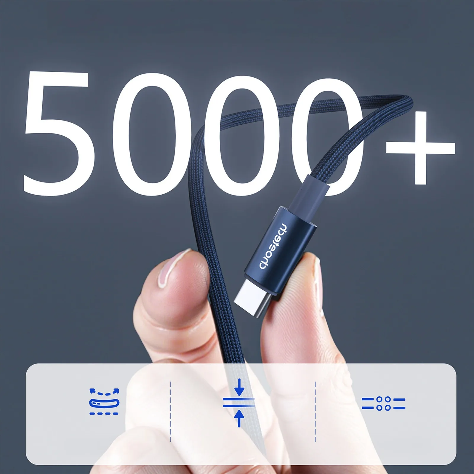 USB-C cable with PD 60 W display, 1.2 m - blue 8