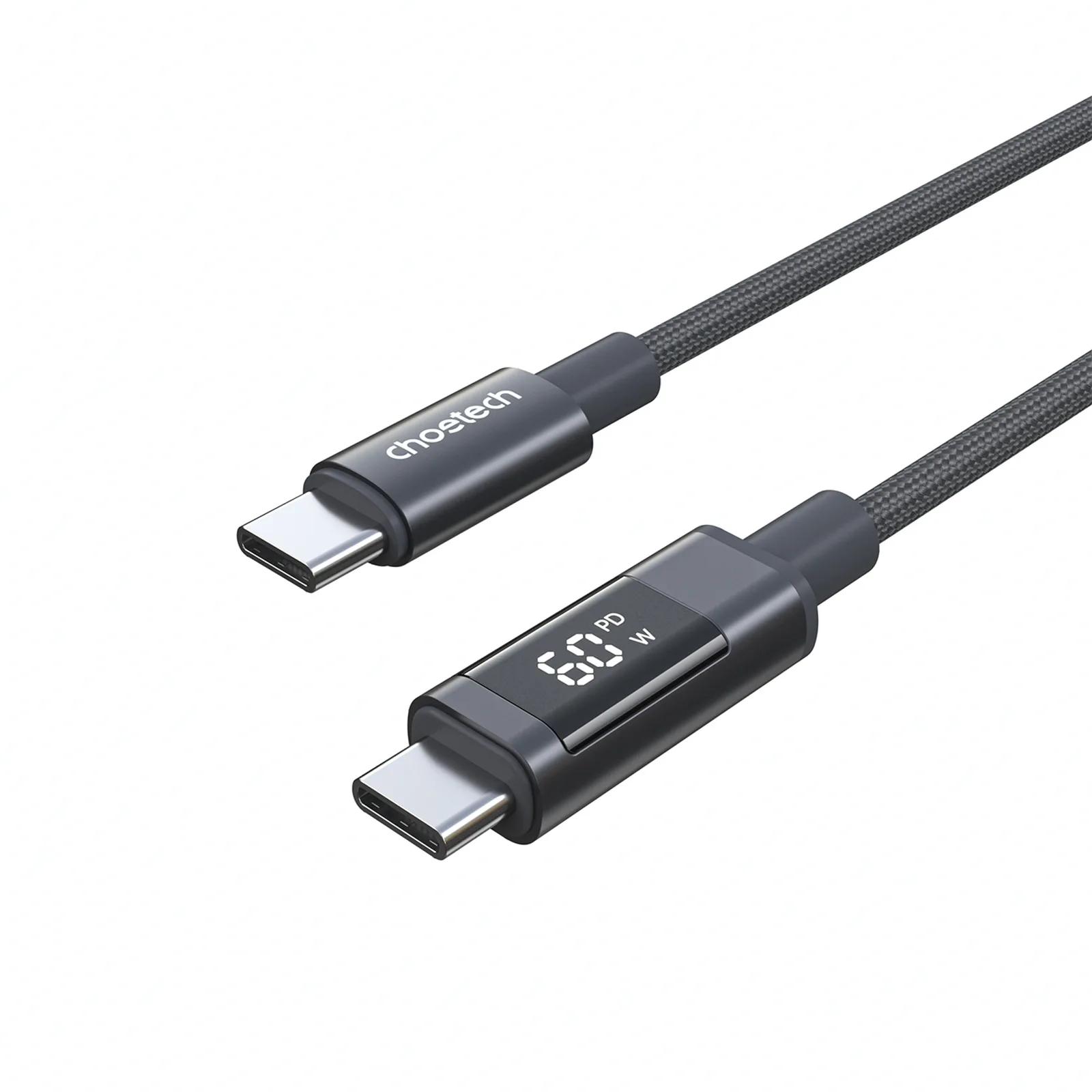 USB-C kábel PD 60 W-os kijelzővel, 1,2 m - fekete