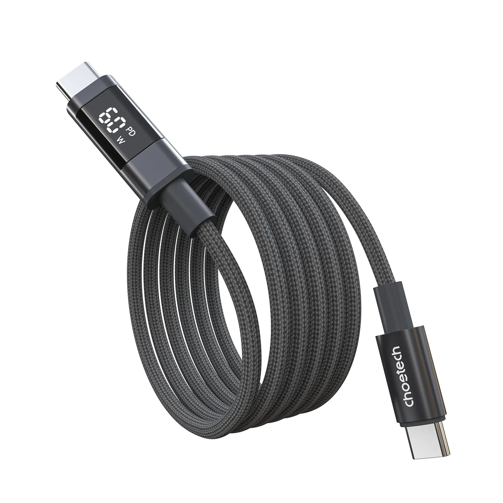 USB-C cable with PD 60 W display, 1.2 m - black 2