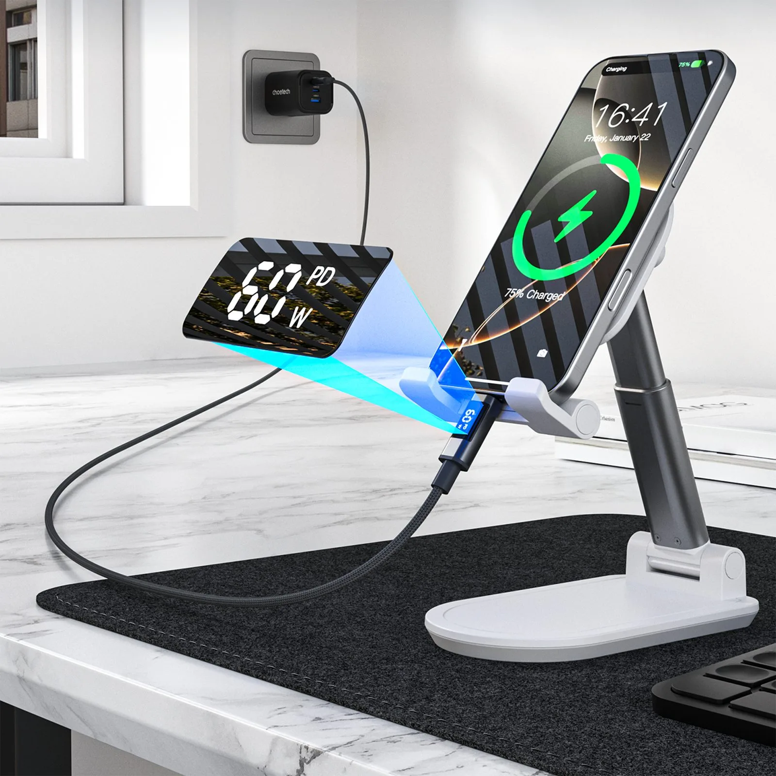 USB-C cable with PD 60 W display, 1.2 m - black 5