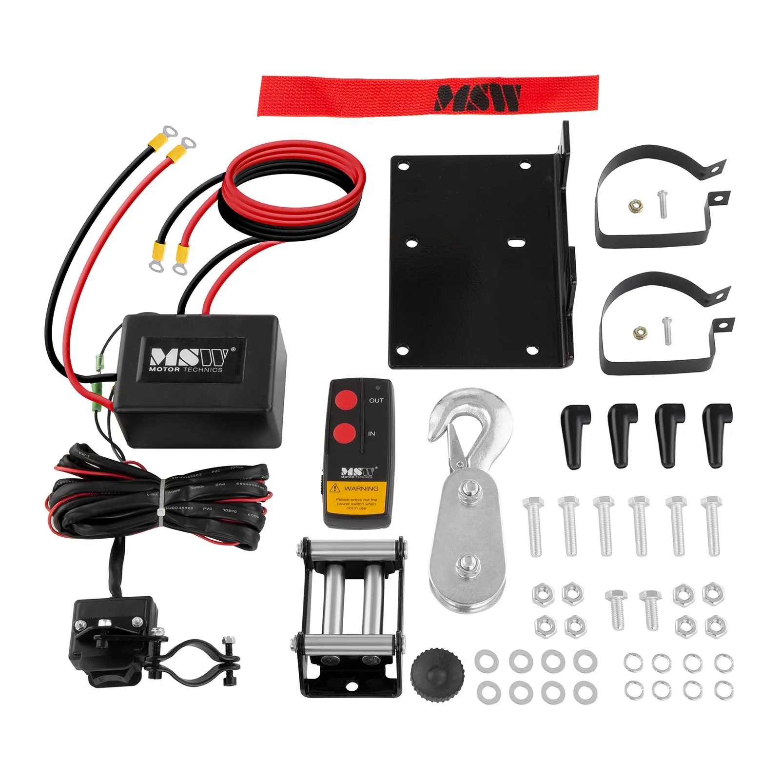 Troliu pentru mașini off-road cu telecomandă, cablu de 15 m, capacitate de tracțiune de 907 kg + bloc de 2 tone 4