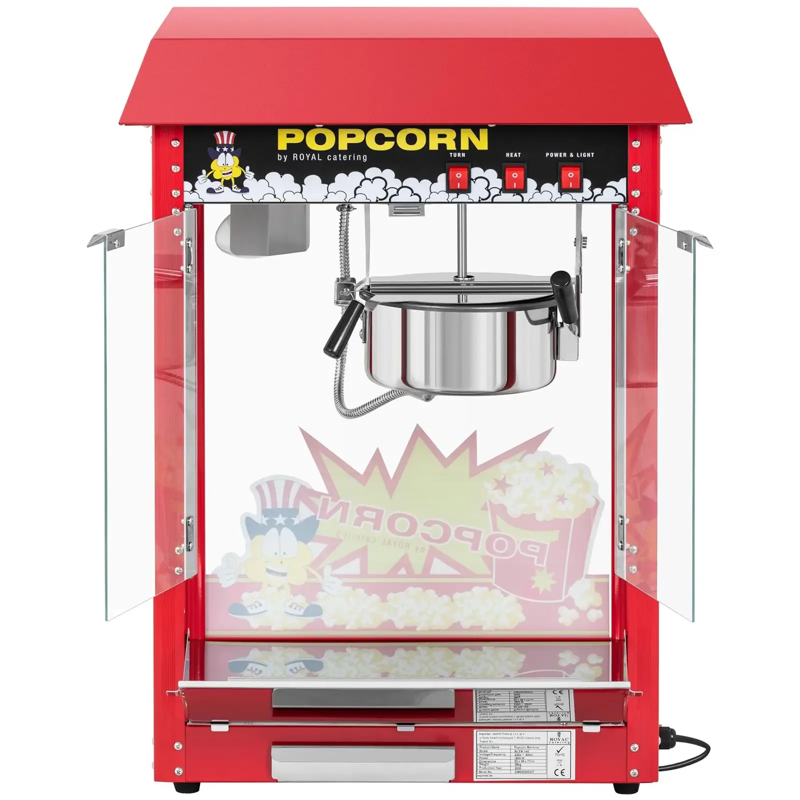 Pultos popcornkészítő piros burkolattal 5