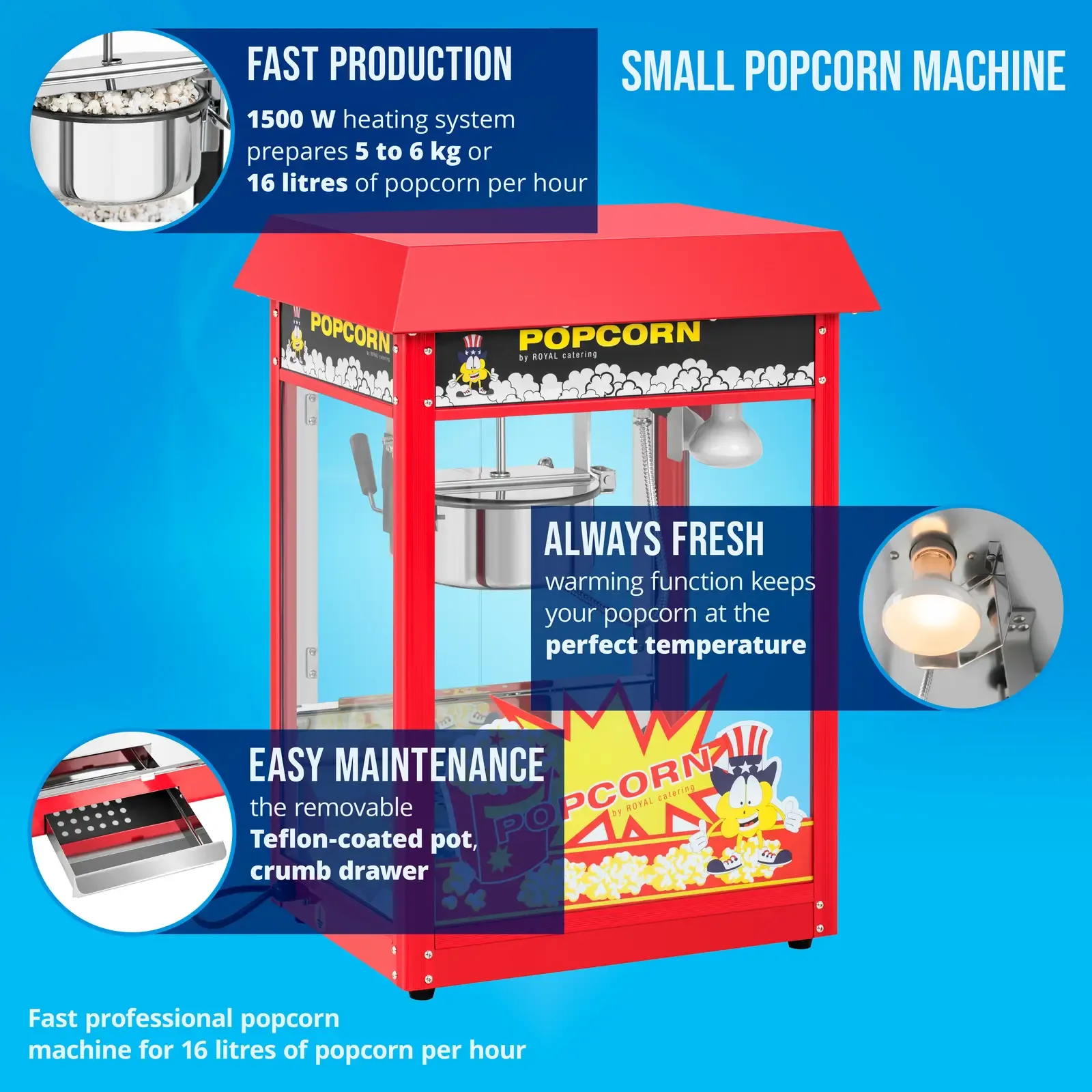 Pultos popcornkészítő piros burkolattal 3