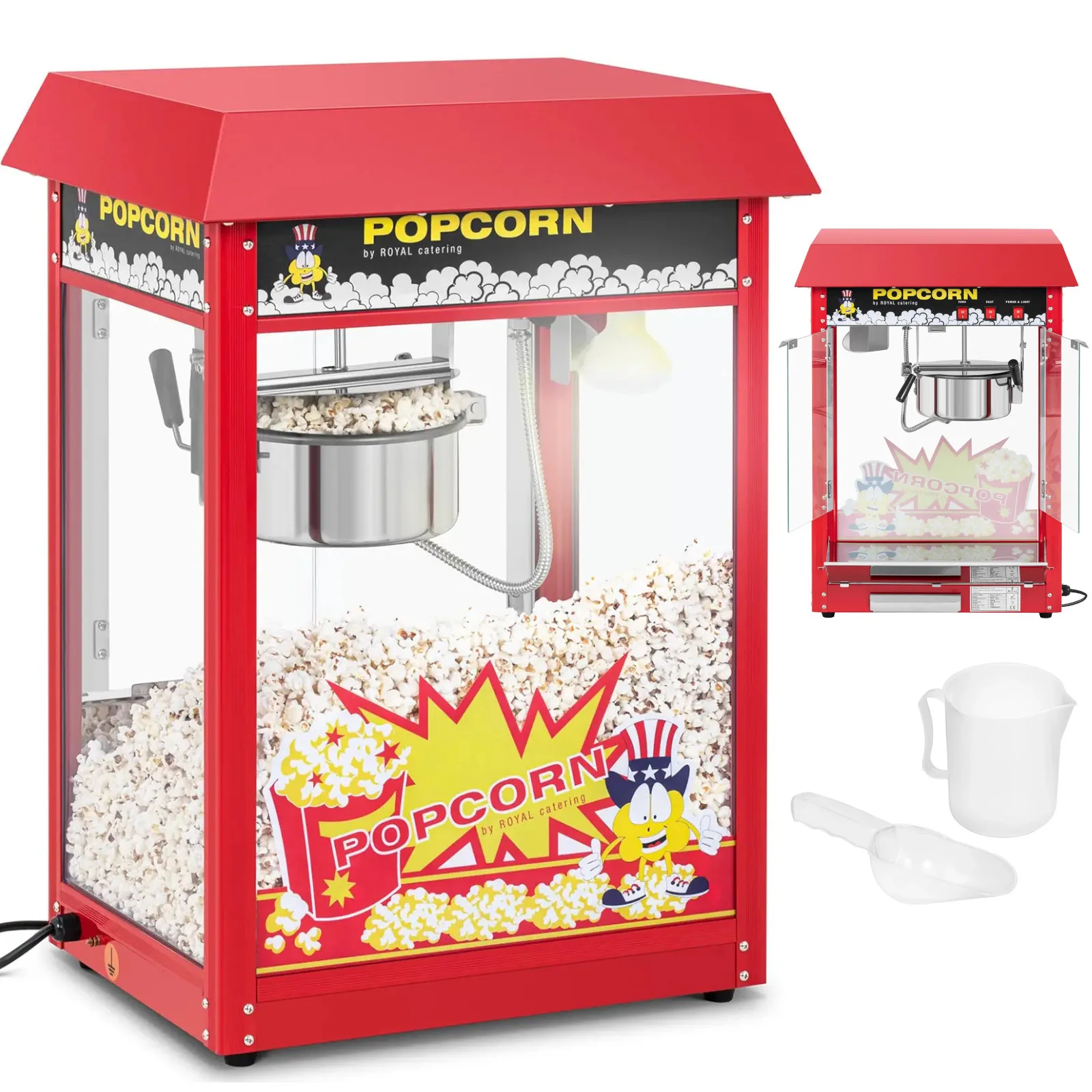 Pultos popcornkészítő piros burkolattal