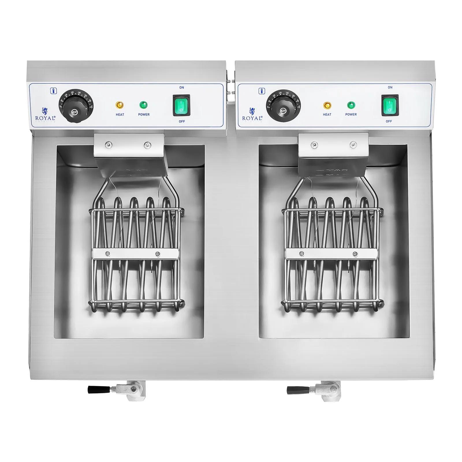 Kétkamrás, csapokkal ellátott ipari fritőz, 230 V, 2x16 l 4