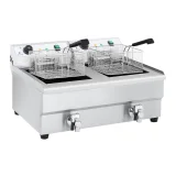 Kétkamrás, csapokkal ellátott ipari fritőz, 230 V, 2x16 l 2