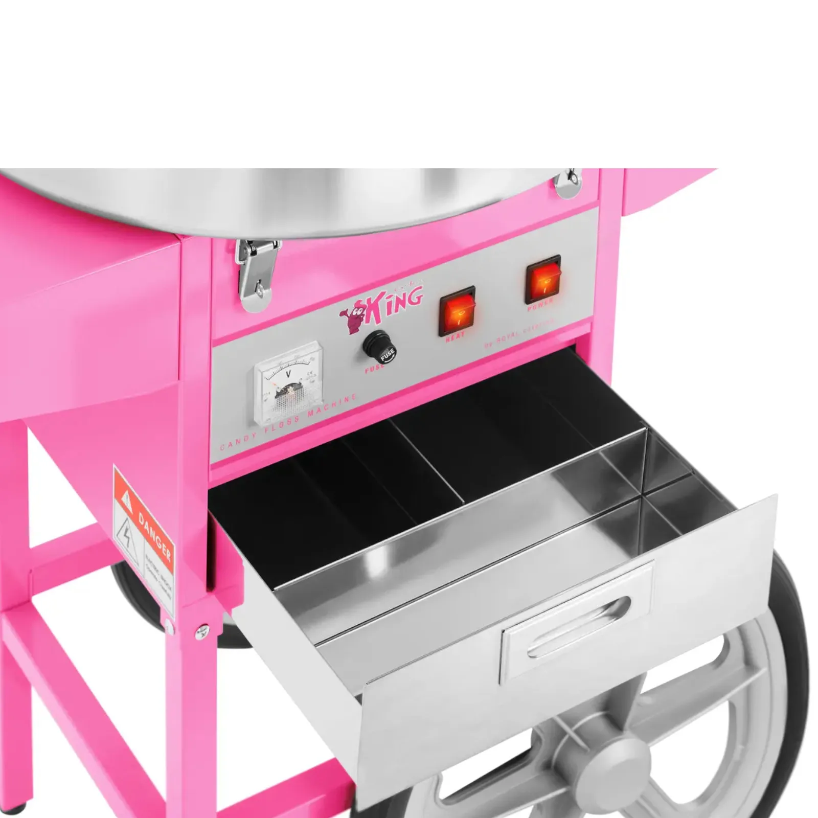 Mobile Zuckerwattemaschine ohne Abdeckung, auf Rädern 3