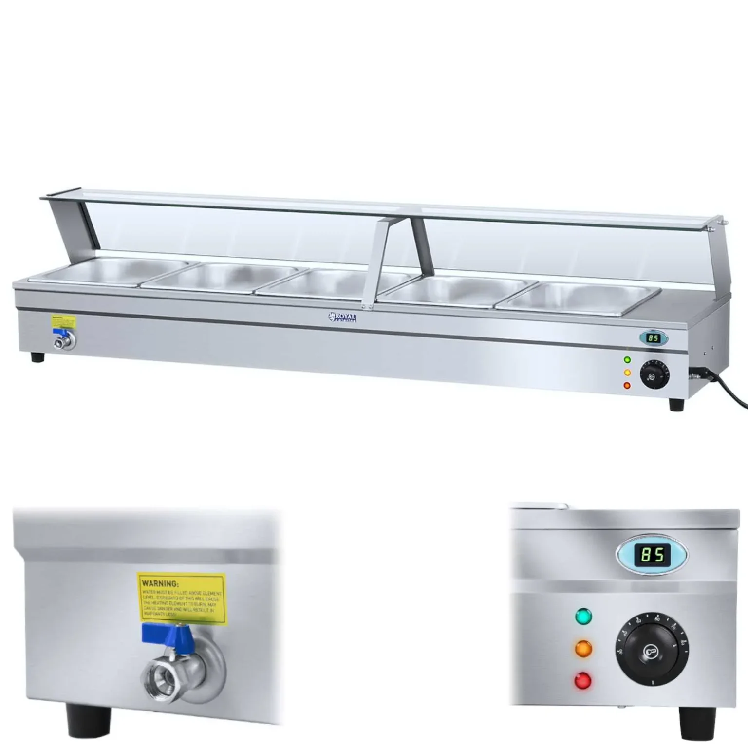 Încălzitor de apă Bemar cu robinet și capac de sticlă 2200 W 30 L + 5 recipiente GN1/2 Încălzitor de apă Bemar cu robinet și capac de sticlă 2200 W 30 L + 5 recipiente GN1/2
