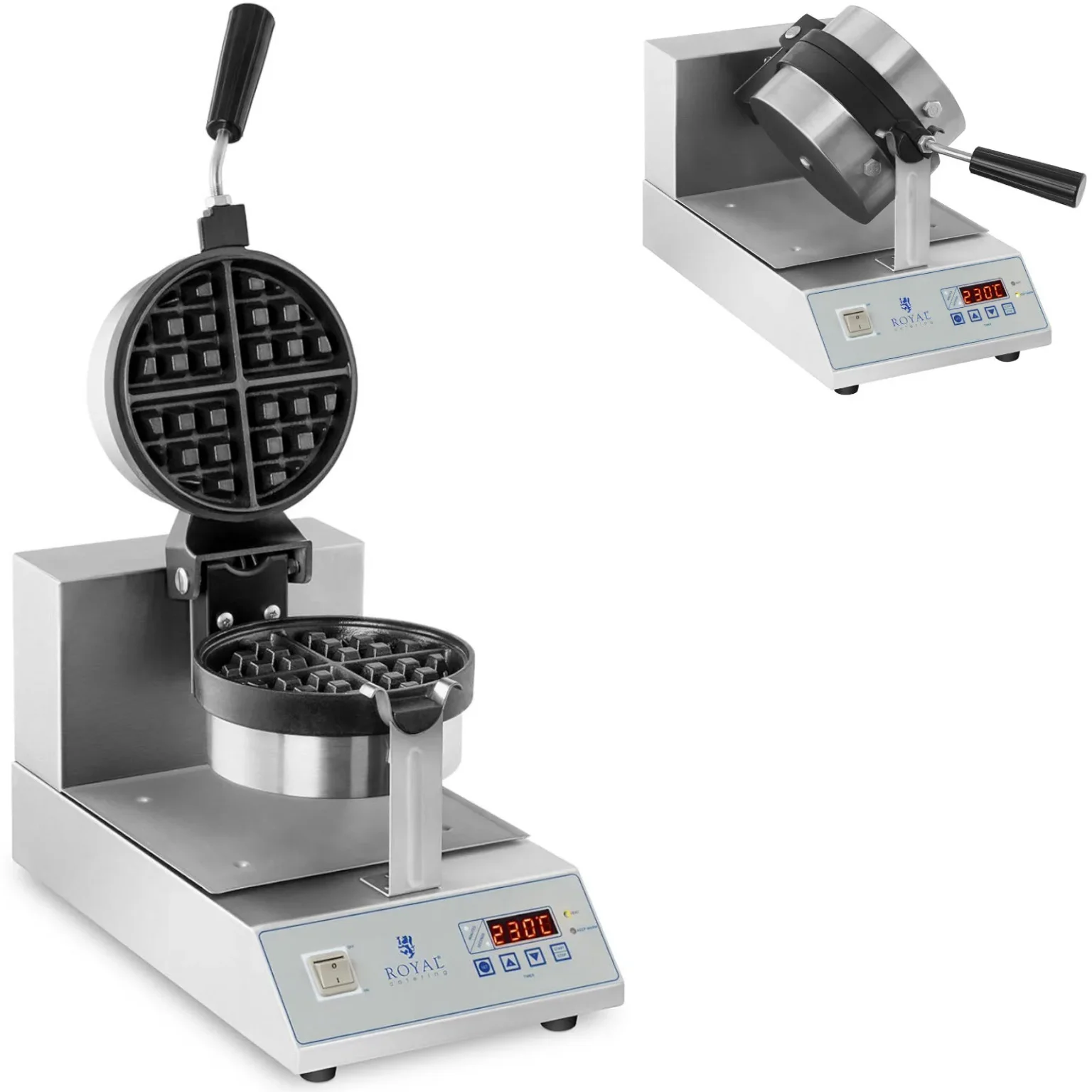 Rotačný vaflovač na okrúhle vafle veľkosti štvrťdolarovej mince, priemer 18 cm, 1300 W, RCWM-1300-RE Rotačný vaflovač na okrúhle vafle veľkosti štvrťdolarovej mince, priemer 18 cm, 1300 W, RCWM-1300-RE