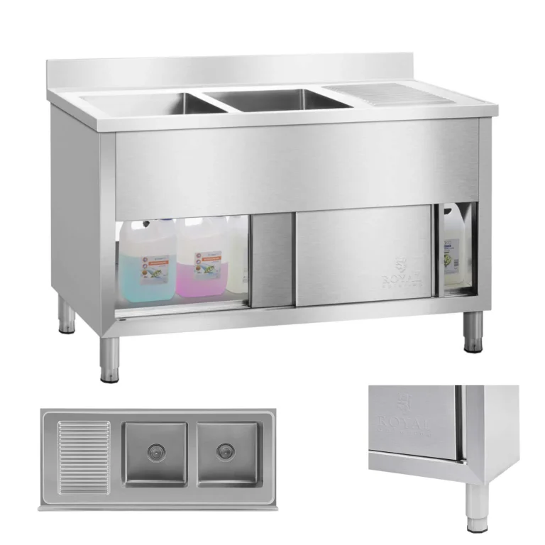Royal Catering 140 cm-es ipari, 2 rekeszes kereskedelmi mosogató