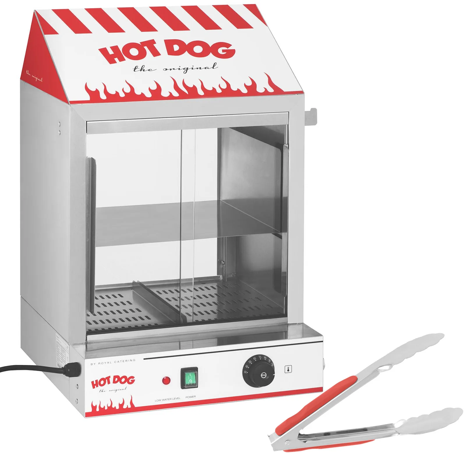 Fűtött vitrin akár 200 hot doghoz, 50 zsemléhez, 2000 W Royal Catering RCHW 2000