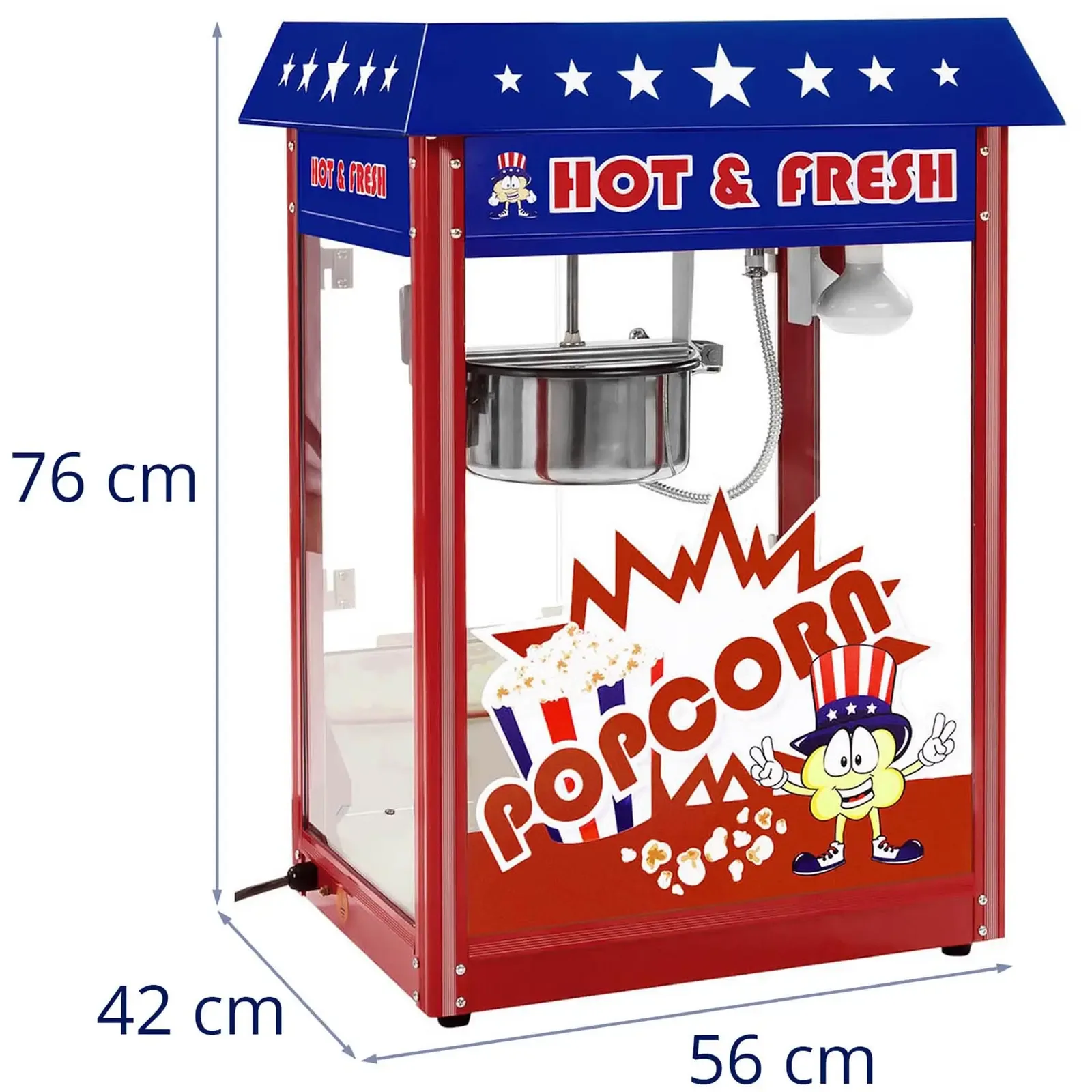 Maszyna do popcornu z niebieskim daszkiem TEFLON 1600W 10