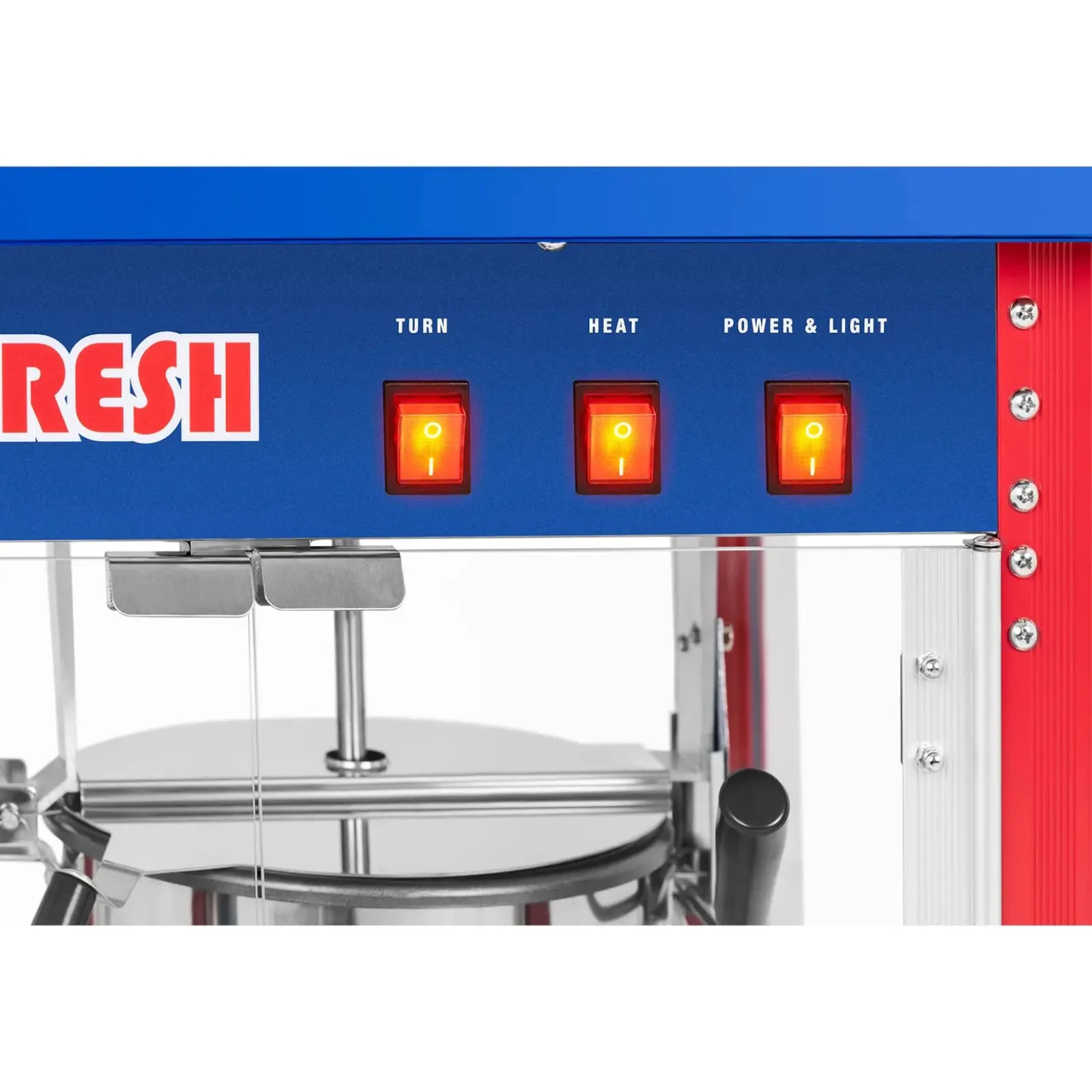 Maszyna do popcornu z niebieskim daszkiem TEFLON 1600W 4