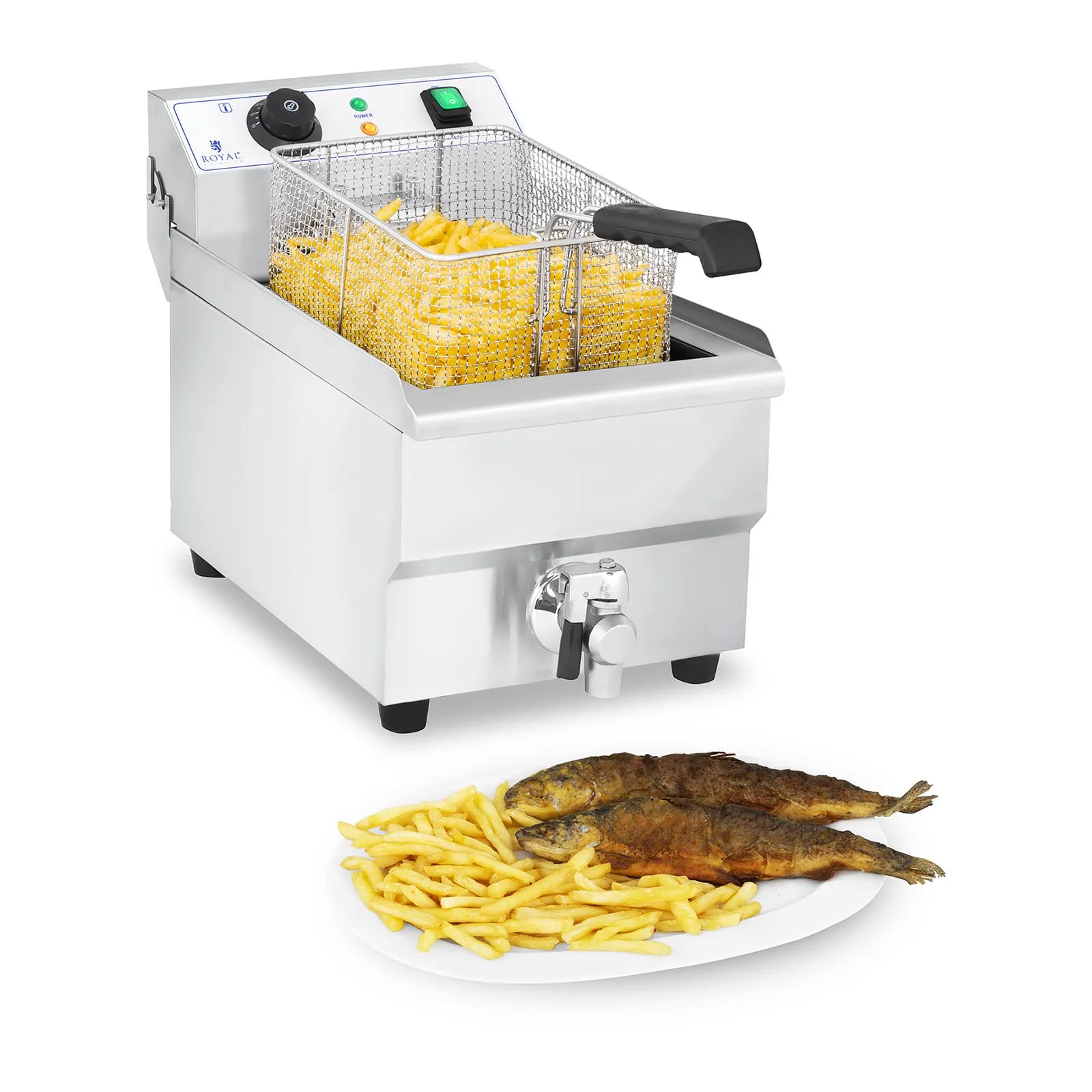 Professional commercial deep fryer with tap, 230V, 10L 3