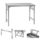 Összecsukható rozsdamentes acél munkaasztal 120 x 60 cm, teherbírás 120 kg, Royal Catering RCAT-120K