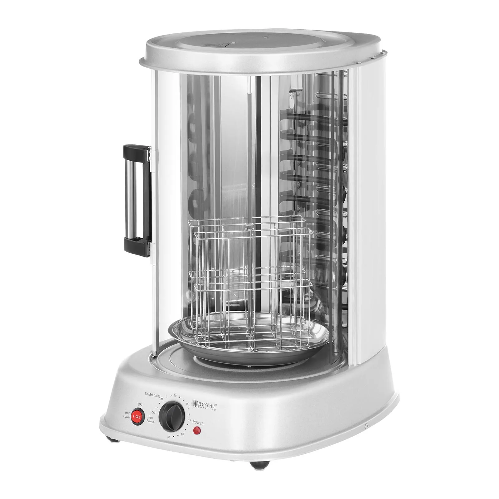 MINI vertical 4-in-1 grill for kebabs, gyros, fish, and vegetables, 1800W, Royal Catering RCGV-1800 4