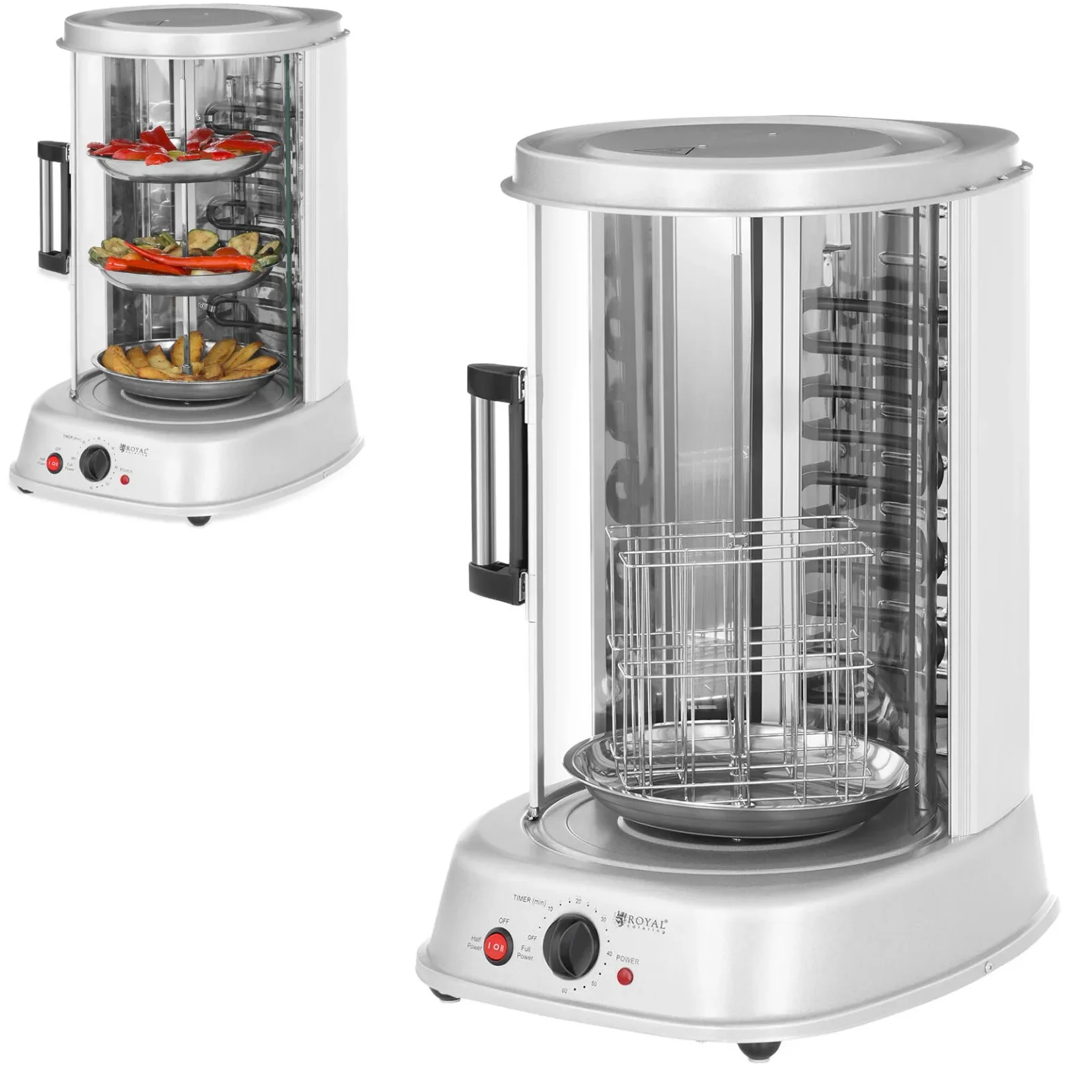MINI vertikalni 4-u-1 roštilj za ražnjiće, gyros, ribu i povrće, 1800 W, Royal Catering RCGV-1800 MINI vertikalni 4-u-1 roštilj za ražnjiće, gyros, ribu i povrće, 1800 W, Royal Catering RCGV-1800