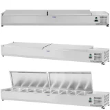 Vitrină frigorifică cu capac din oțel, 10x GN1/4, 200 cm