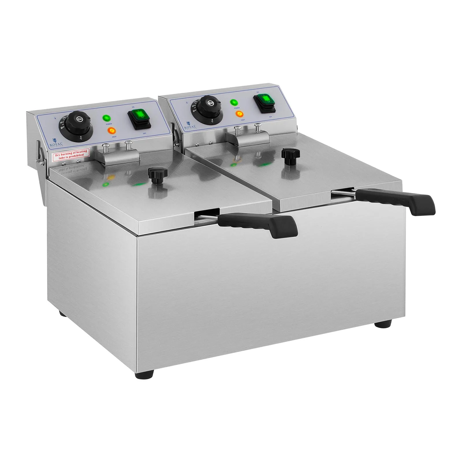 Double-basket commercial electric deep fryer, 230 V, 2 x 3200 W, 2 x 8 L 3