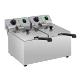 Kétkosaras, ipari elektromos fritőz, 230 V, 2 x 3200 W, 2 x 8 l 3
