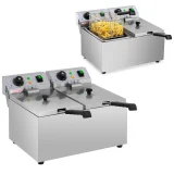 Kétkosaras, ipari elektromos fritőz, 230 V, 2 x 3200 W, 2 x 8 l