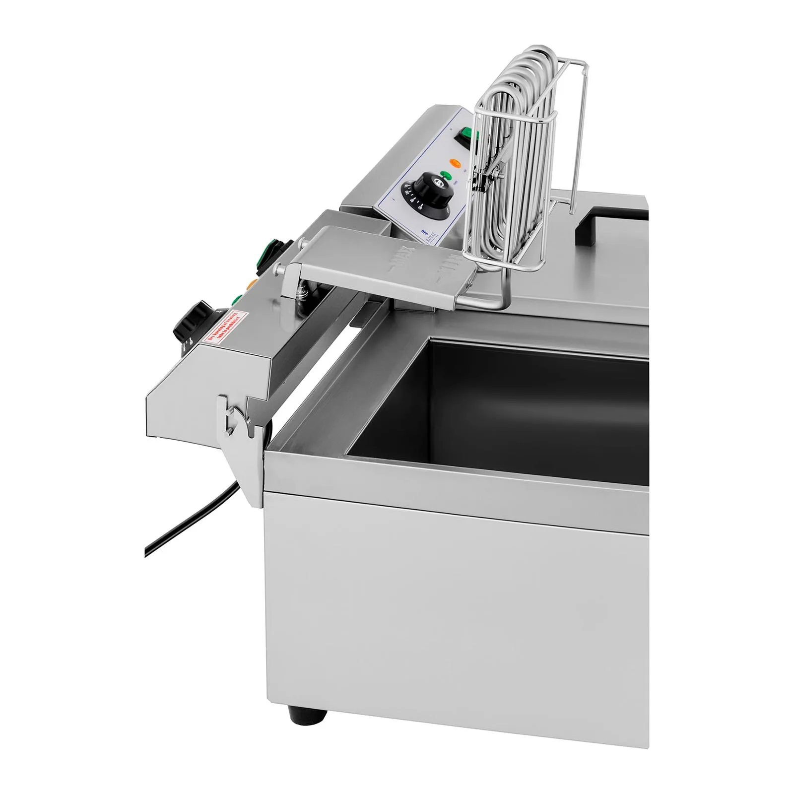Kétkosaras, kereskedelmi célú elektromos sütőolaj-sütő leeresztő szeleppel, 230 V, 2 x 3200 W, 2 x 13 l 4
