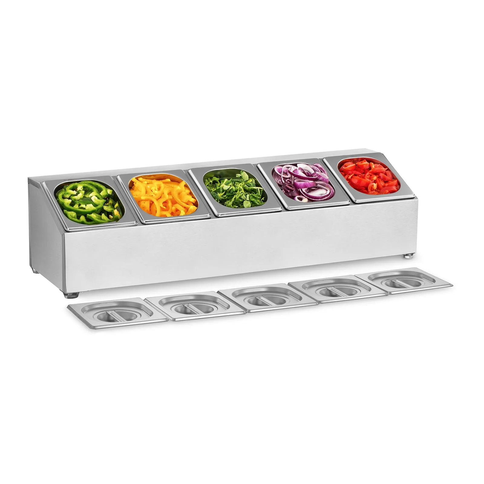 Raft de expunere pentru recipiente de servire a alimentelor 5 x GN1/6 + 5 x recipiente 2
