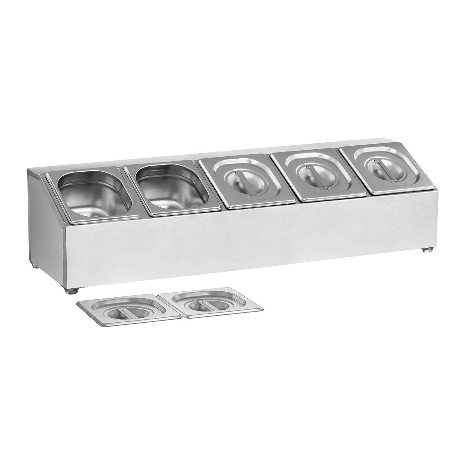 Raft de expunere pentru recipiente de servire a alimentelor 5 x GN1/6 + 5 x recipiente 3
