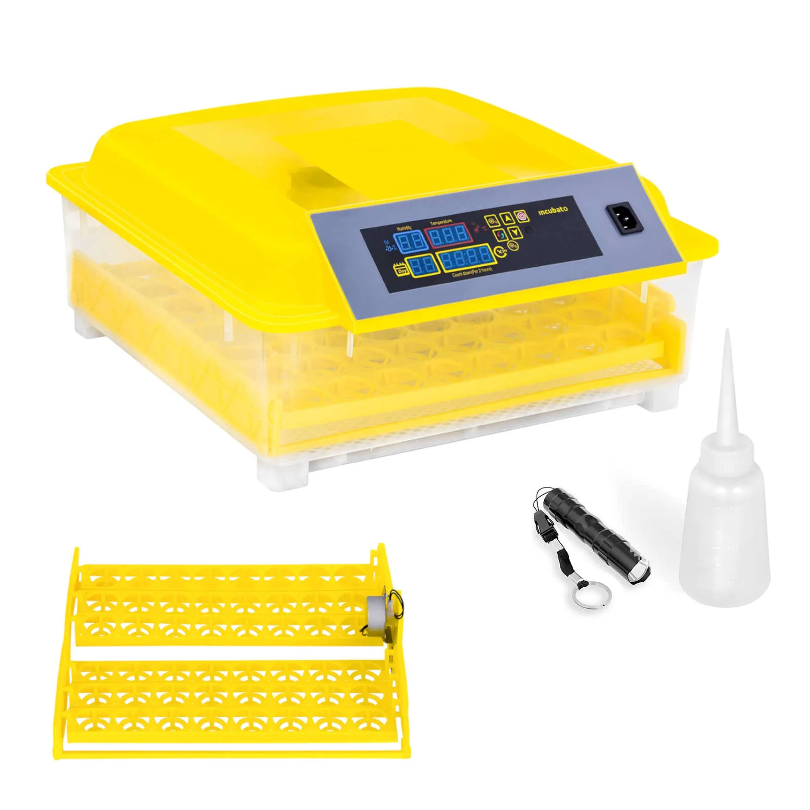 48 tojás keltetésére alkalmas inkubátor/keltető + 100 W-os ovoszkóp