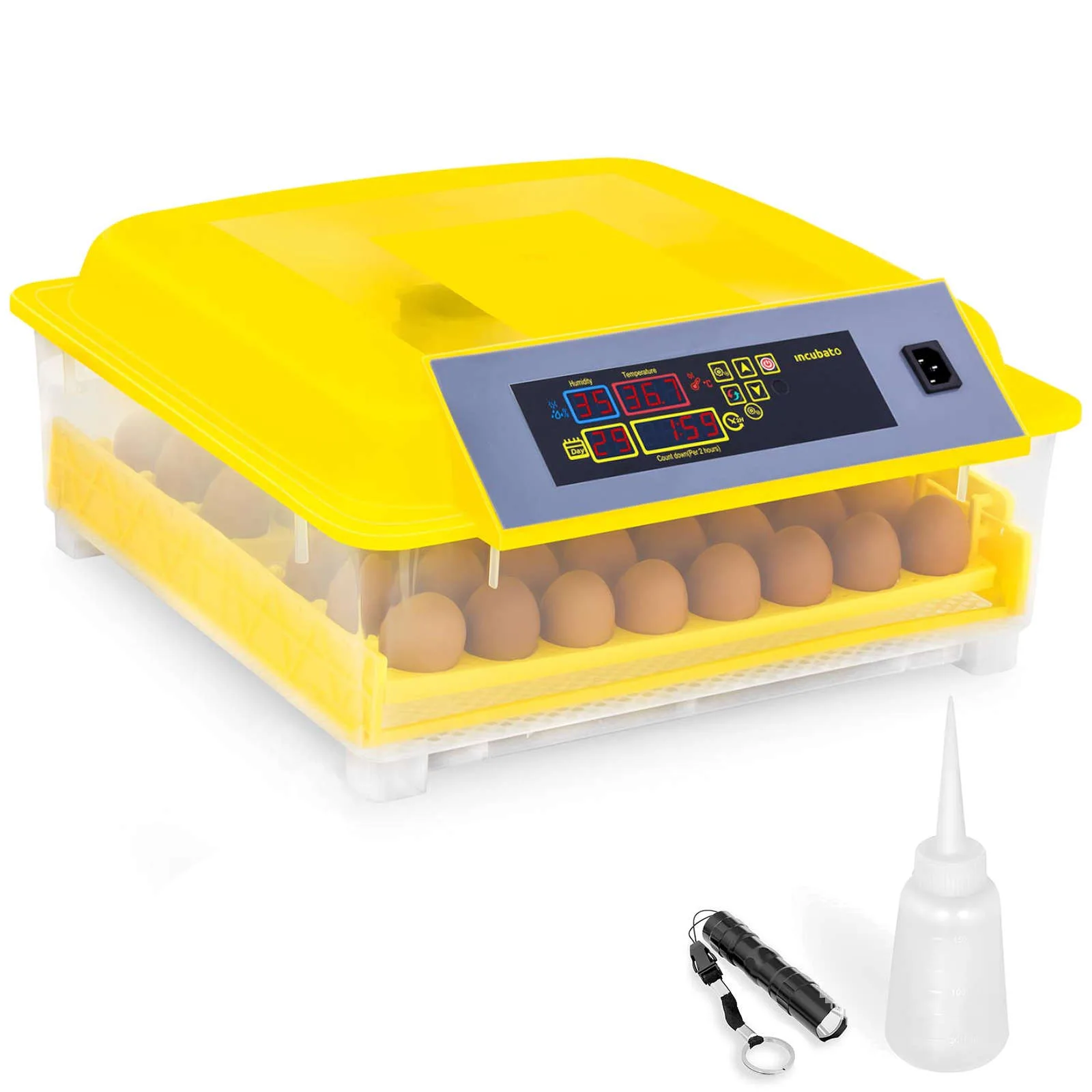 48 tojás keltetésére alkalmas inkubátor/keltető + 100 W-os ovoszkóp 3