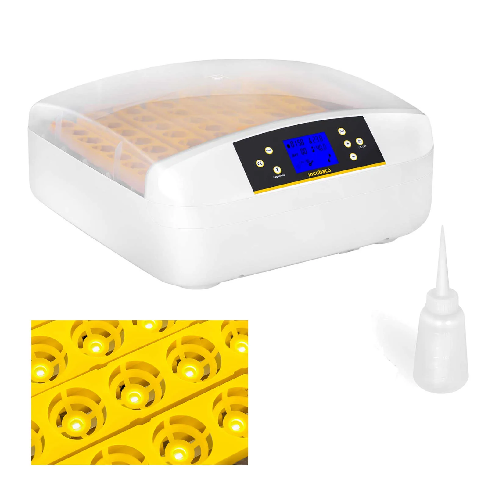 Keltető/kikelőgép 56 tojás keltetéséhez + 90 W-os vízadagoló