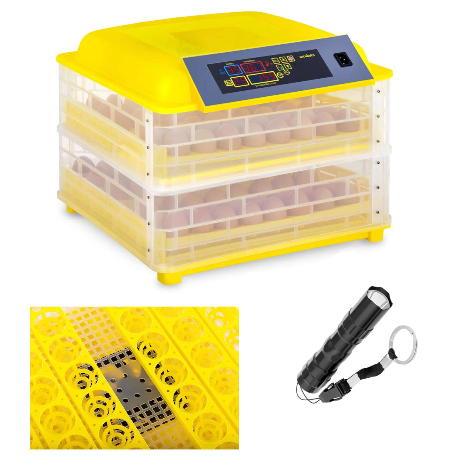 Keltető/kikelőgép akár 96 tojáshoz + 120 W-os ovoszkóp