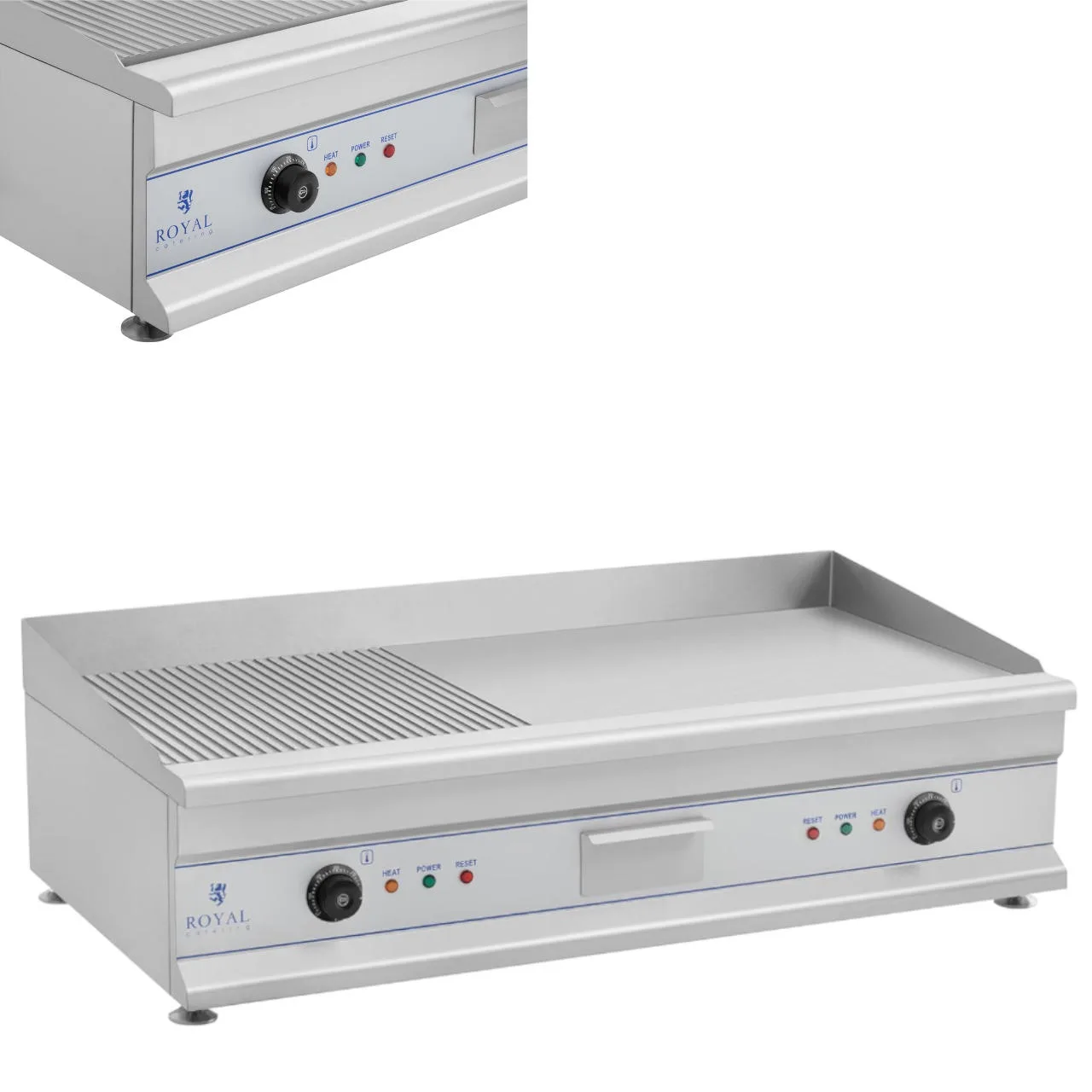 230 V-os, dupla, nagy, barázdált elektromos grill, 100 cm