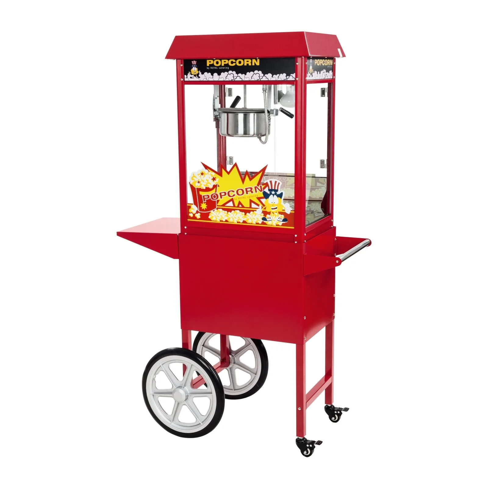 Kerekes kocsival ellátott mobil popcornkészítő
