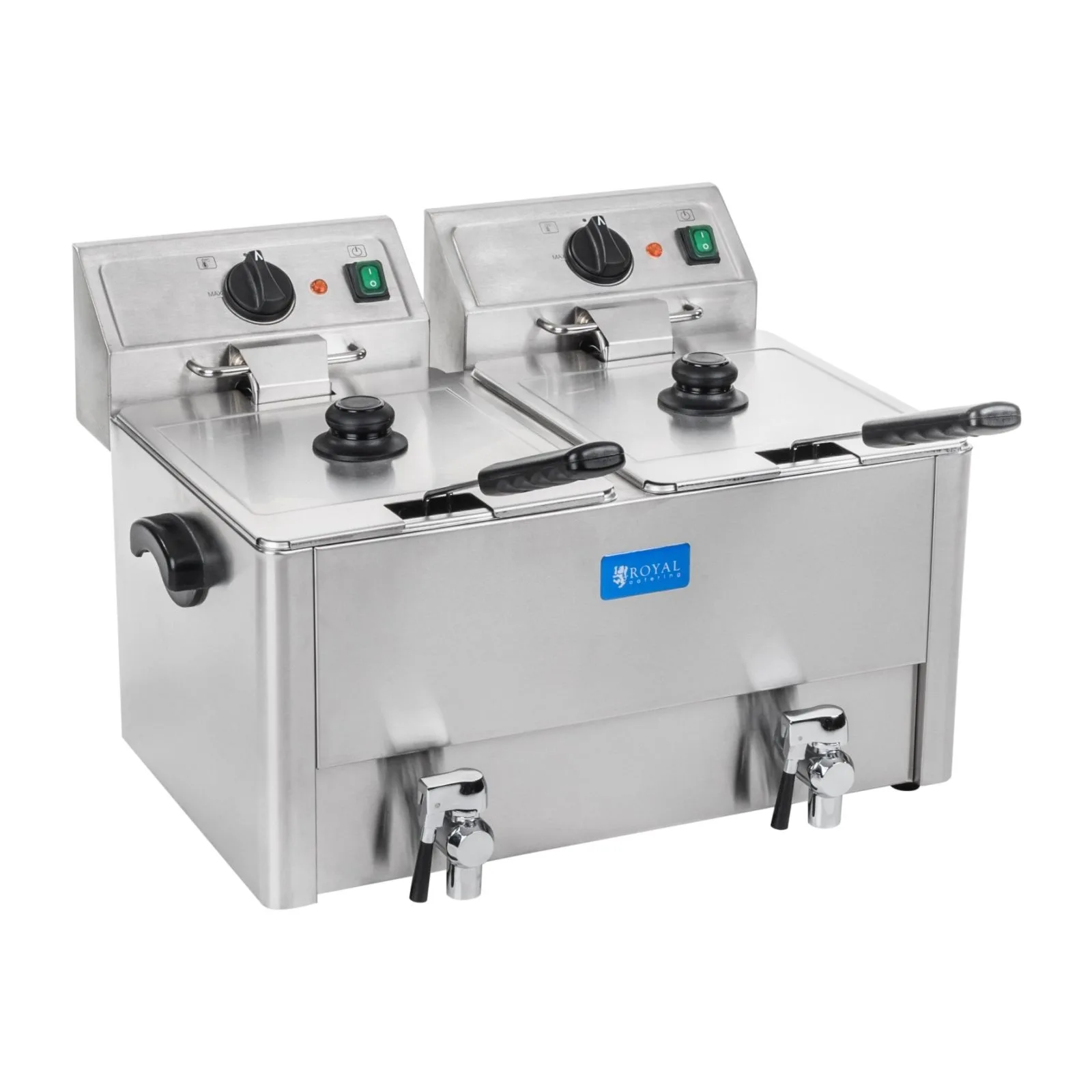 Kettős elektromos sütő leeresztőcsapokkal, EGO termosztáttal, 2x8 l 4