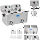 Dvostruka električna friteza s odvodnim slavinama, EGO termostat, 2x8L