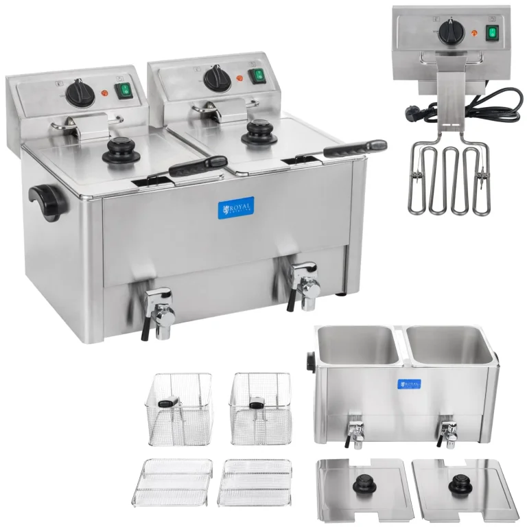Kettős elektromos sütő leeresztőcsapokkal, EGO termosztáttal, 2x8 l