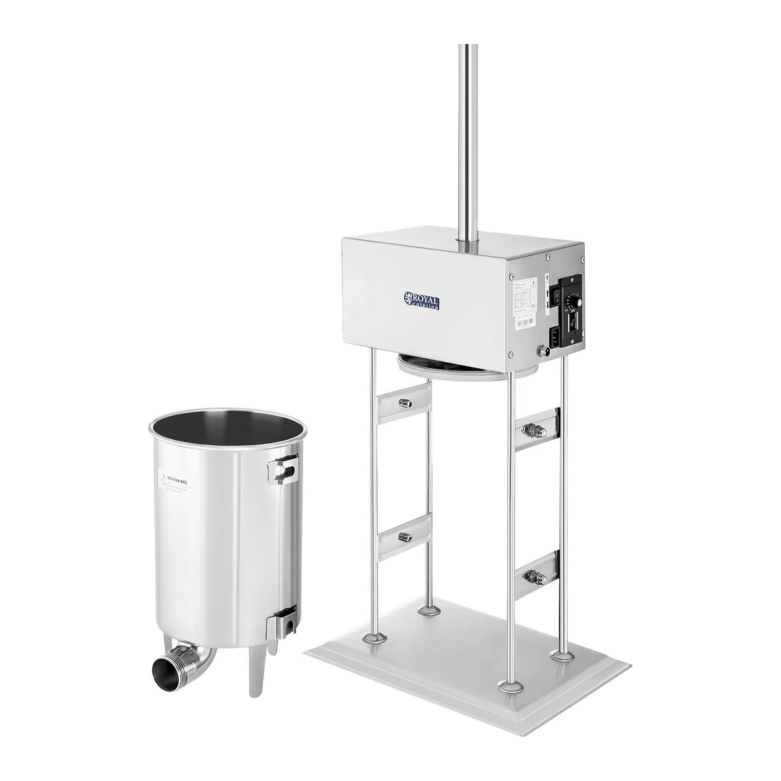 Elektrická plnička na klobásy Royal Catering s motorom + 4 x 10 l lieviky 4