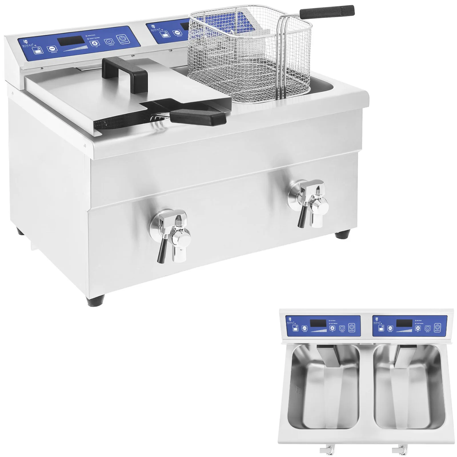 Royal Catering 7000 W-os, 230 V-os dupla indukciós sütő 2x 10 l