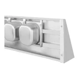 Raft din oțel inoxidabil montat pe perete pe console cu recipiente GN1/6 6