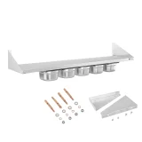 Raft din oțel inoxidabil montat pe perete pe console cu recipiente GN1/6