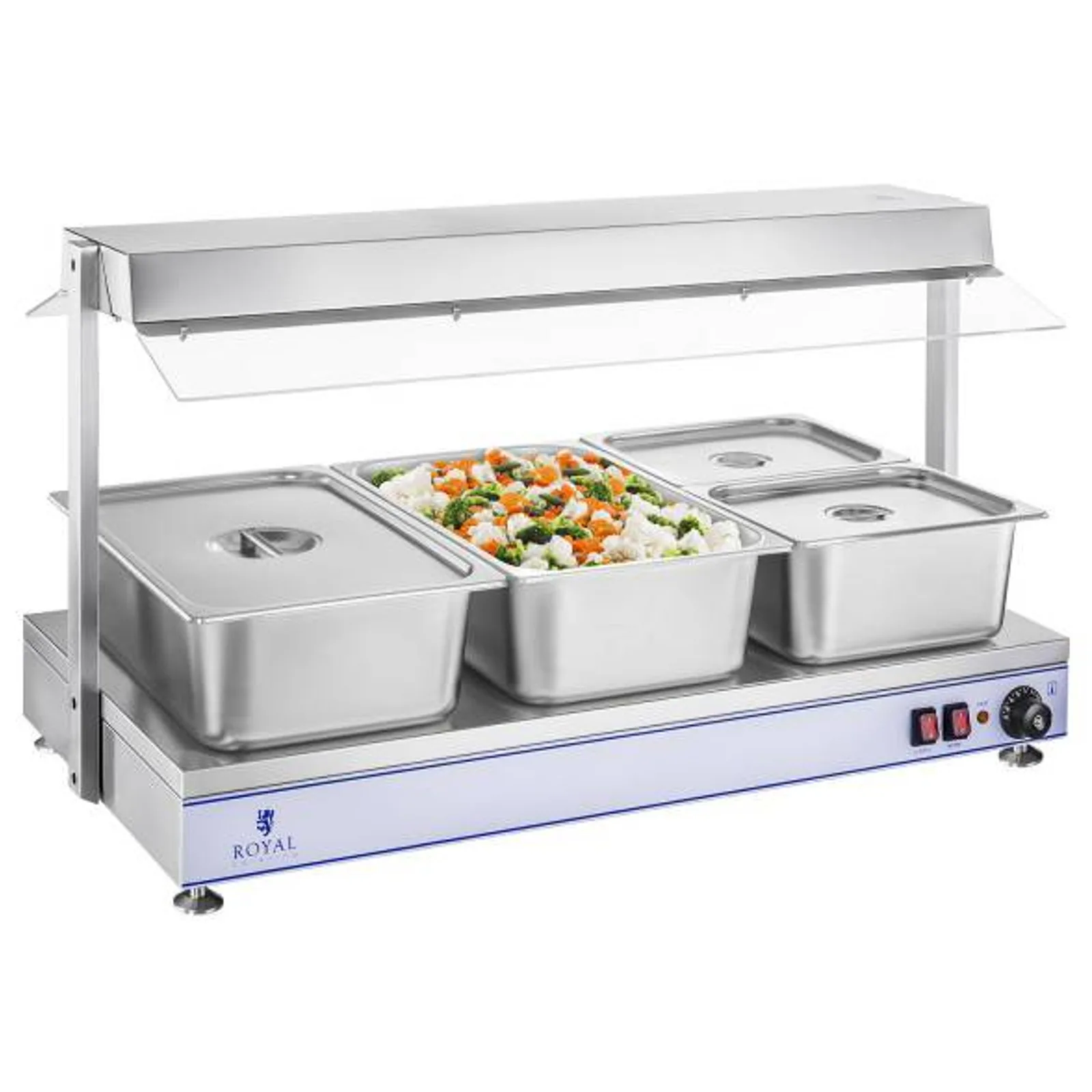 Compact electric heating tray with 4 halogen lamps, 2000W, 230V 2